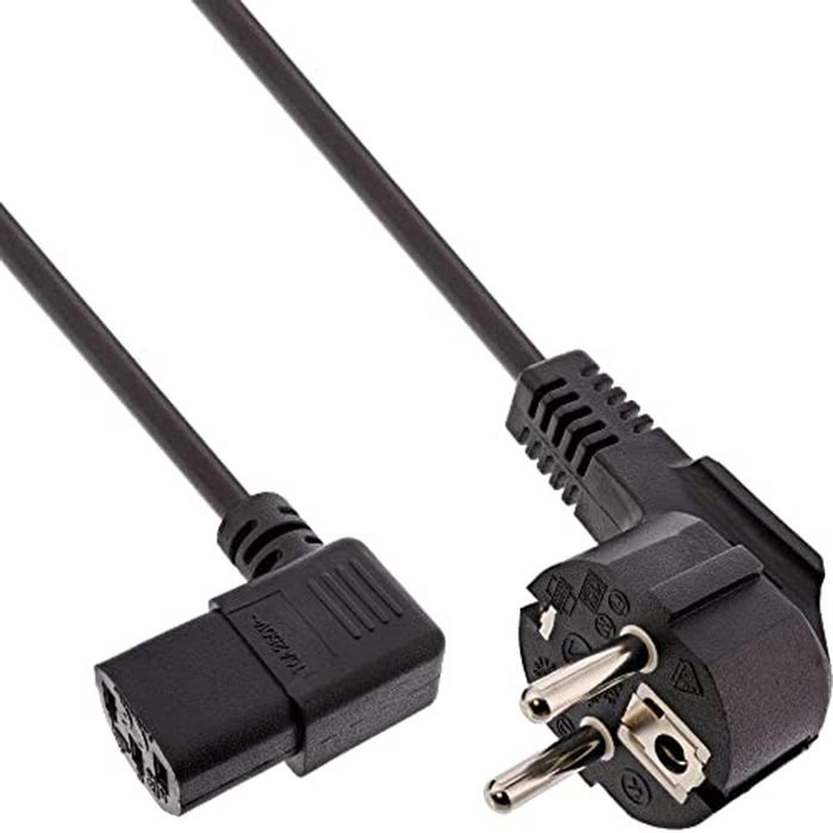 Netsnoer met geaarde hoek op C13-stekker - 0,3 m, zwart