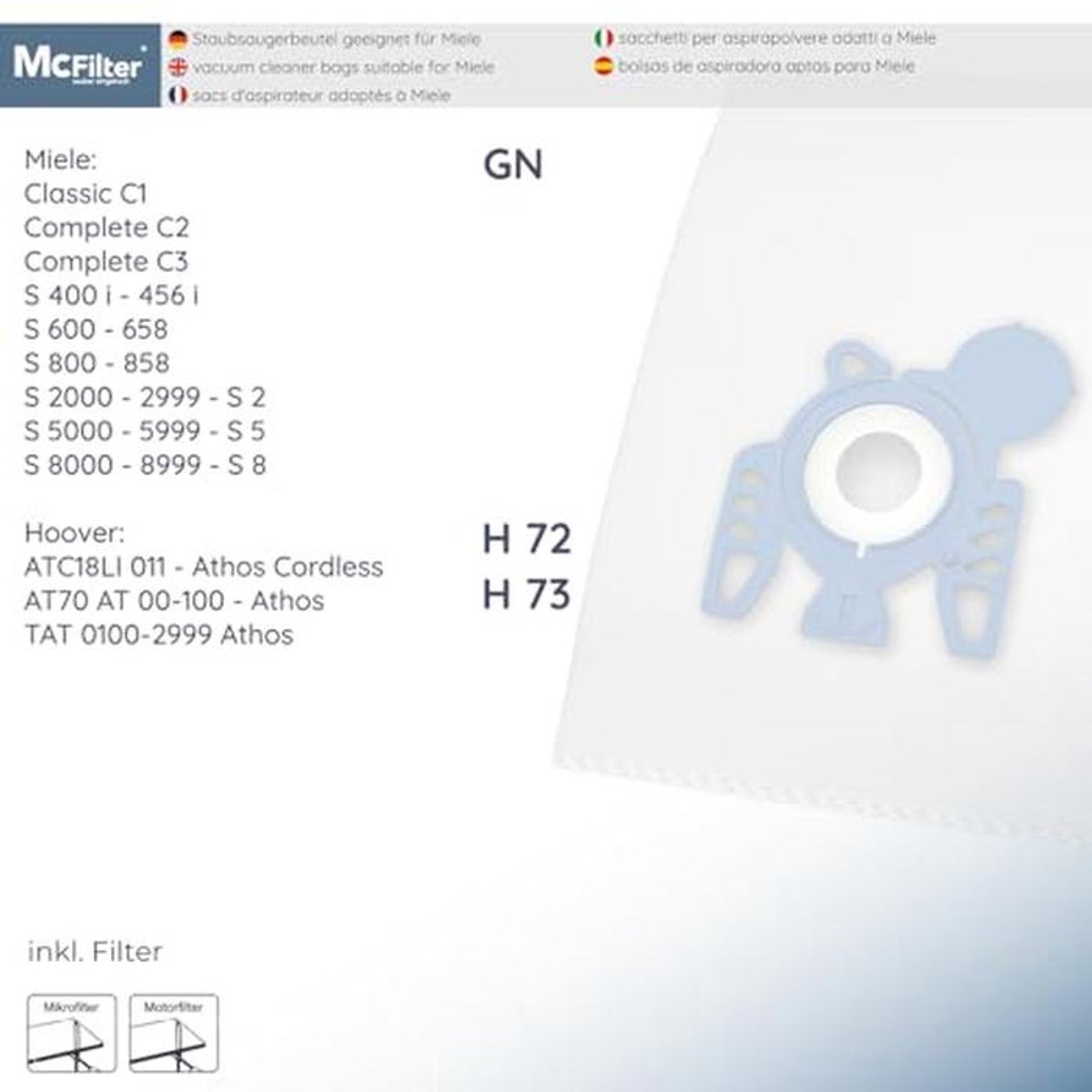 20 Stofzuigerzakken geschikt voor Swirl M40 / M49 - Inclusief Microfilter