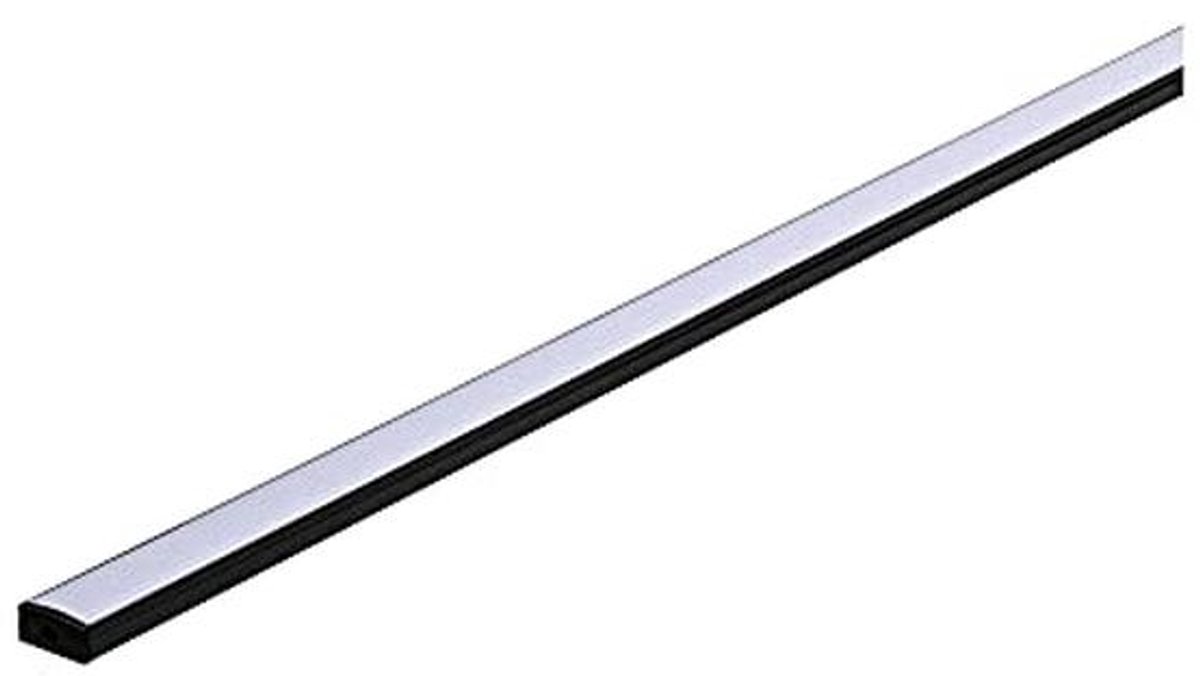 Profielbasis LED met Witte Diffuser - 1 Meter, Zwart Aluminium