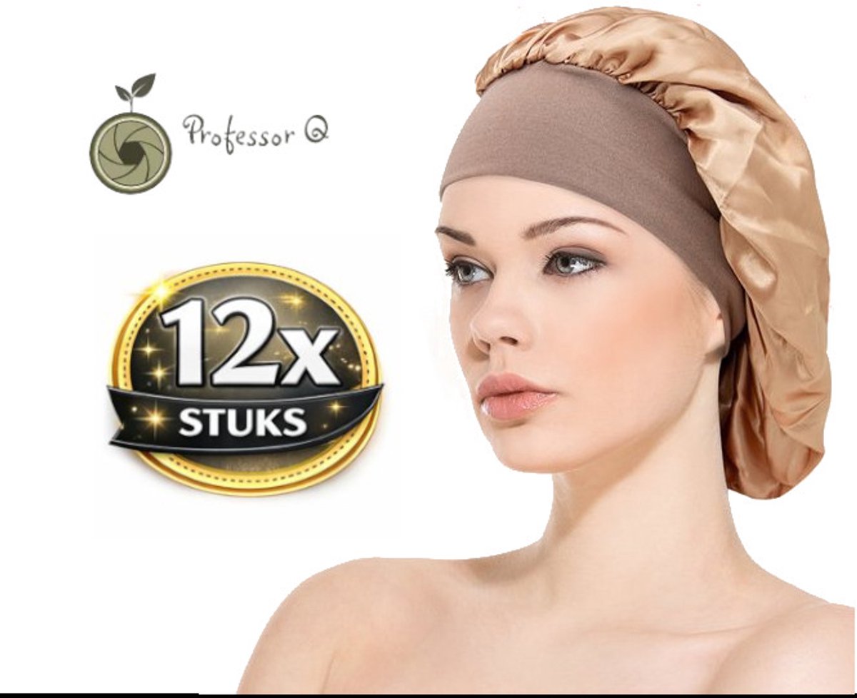 Professor Q Satijnen Slaapmuts - Slaapmuts - Satijn - Volwassenen - Dames - Satin Bonnet - Satijnen Bonnet - Met elastiek - Gold - Goud - 12 stuks