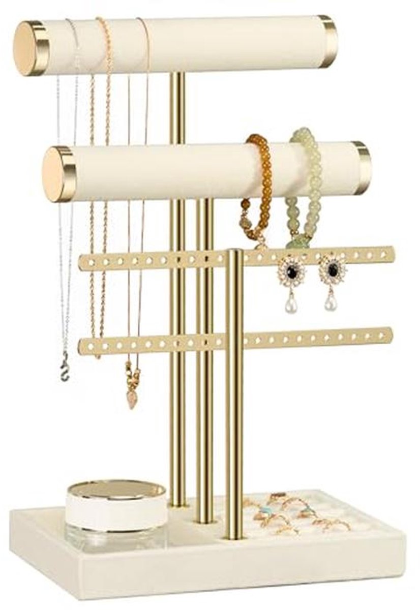 Sieradenorganizer met 3 niveaus voor armbanden, halskettingen en ringen