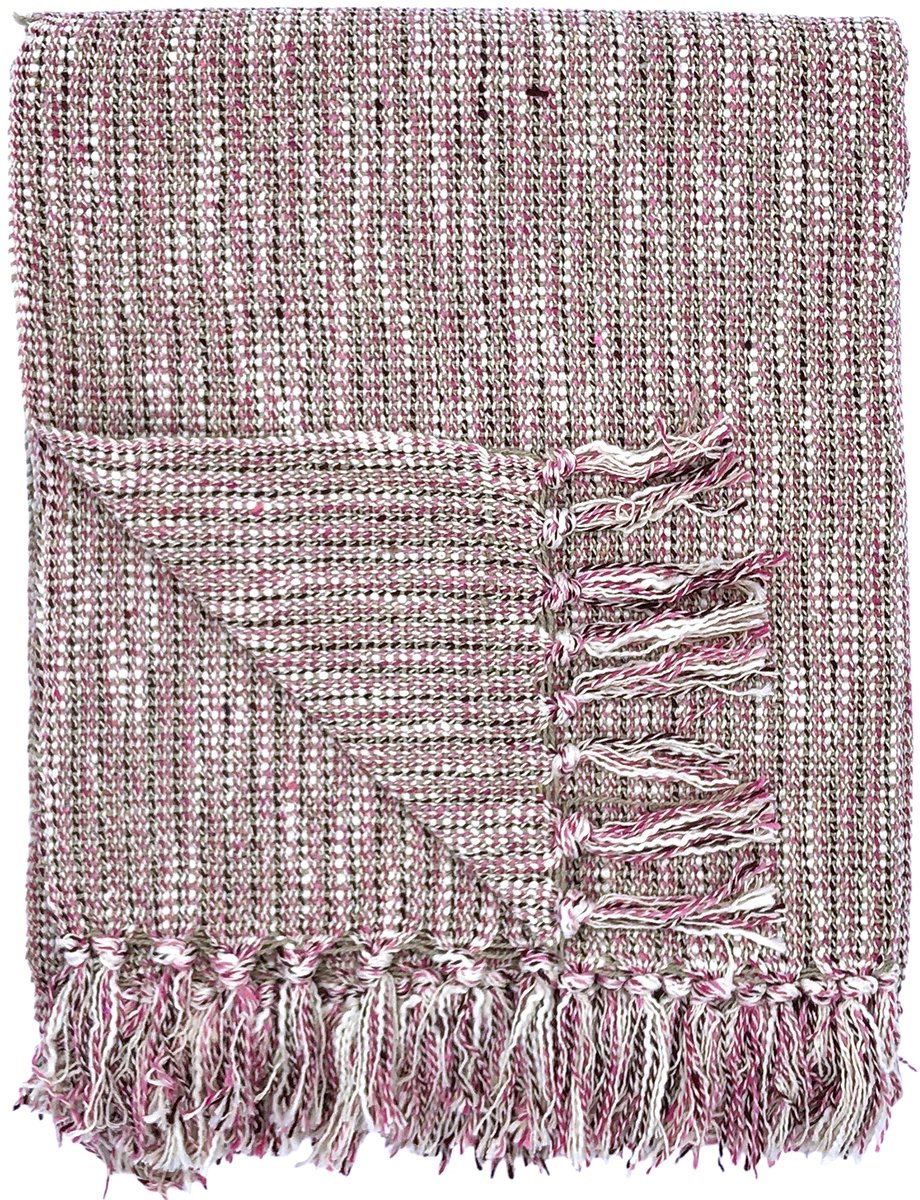 Lavandoux - Geweven Plaid - Woven Throw - Katoen - 125 x 150 cm - Roze