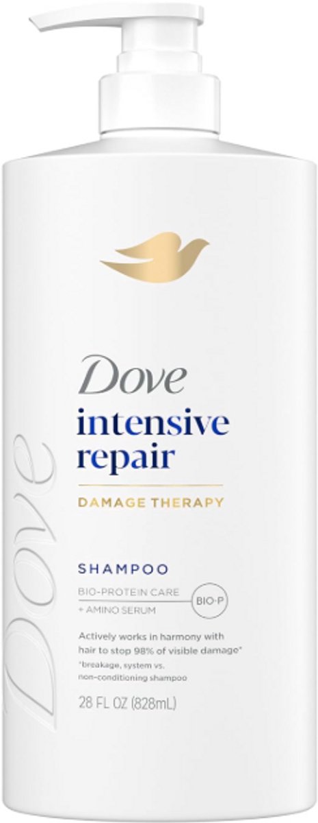 Dove Shampoo Intensive Repair 828 ml (Voordeelpack) – Herstellende Shampoo voor Beschadigd Haar met Bio-Protein Care & Amino Serum
