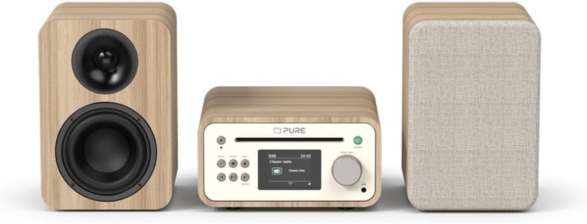 Compacte Stereo Installatie met CD-speler, DAB+ Radio, Bluetooth 5.3 en Houtlook