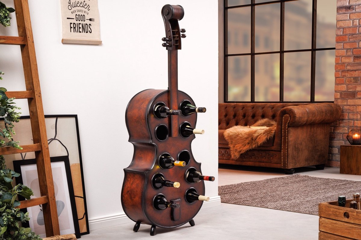 Extravagant wijnrek CELLO 133cm bruin grenenhout voor 10 flessen - 42580