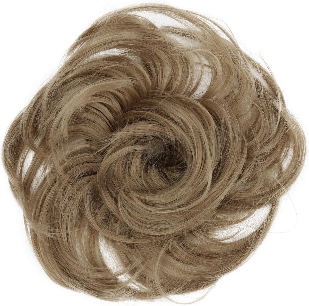 Volumineus Licht Golvend Haarextension Elastiek Donkerblond Kapsel Opgestoken
