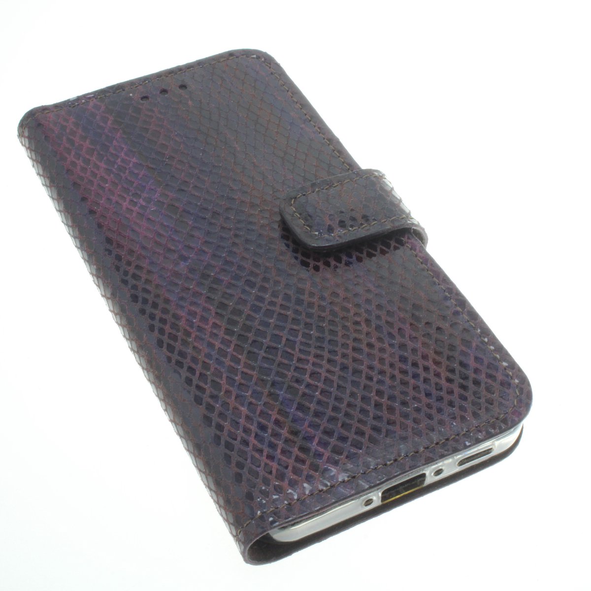 Made-NL hoesje geschikt voor Samsung Galaxy A56 / A36 blauw glans slangenprint geitenleer