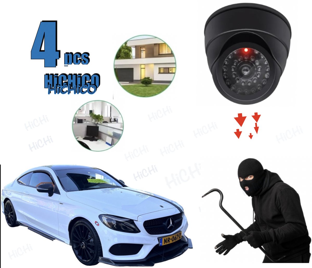 HiCHiCO® Indoor Dummy Camera met Flash Light - Beveiligingscamera 4 Pack
