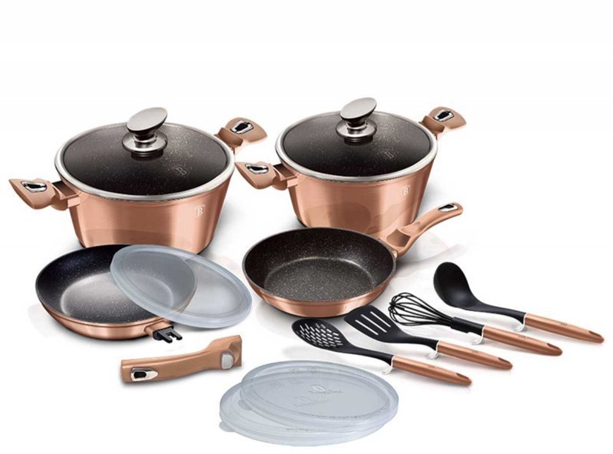 Berlinger Haus Metallic Serie - Pannenset - Granieten Coating - Rose Gold - 13-delig