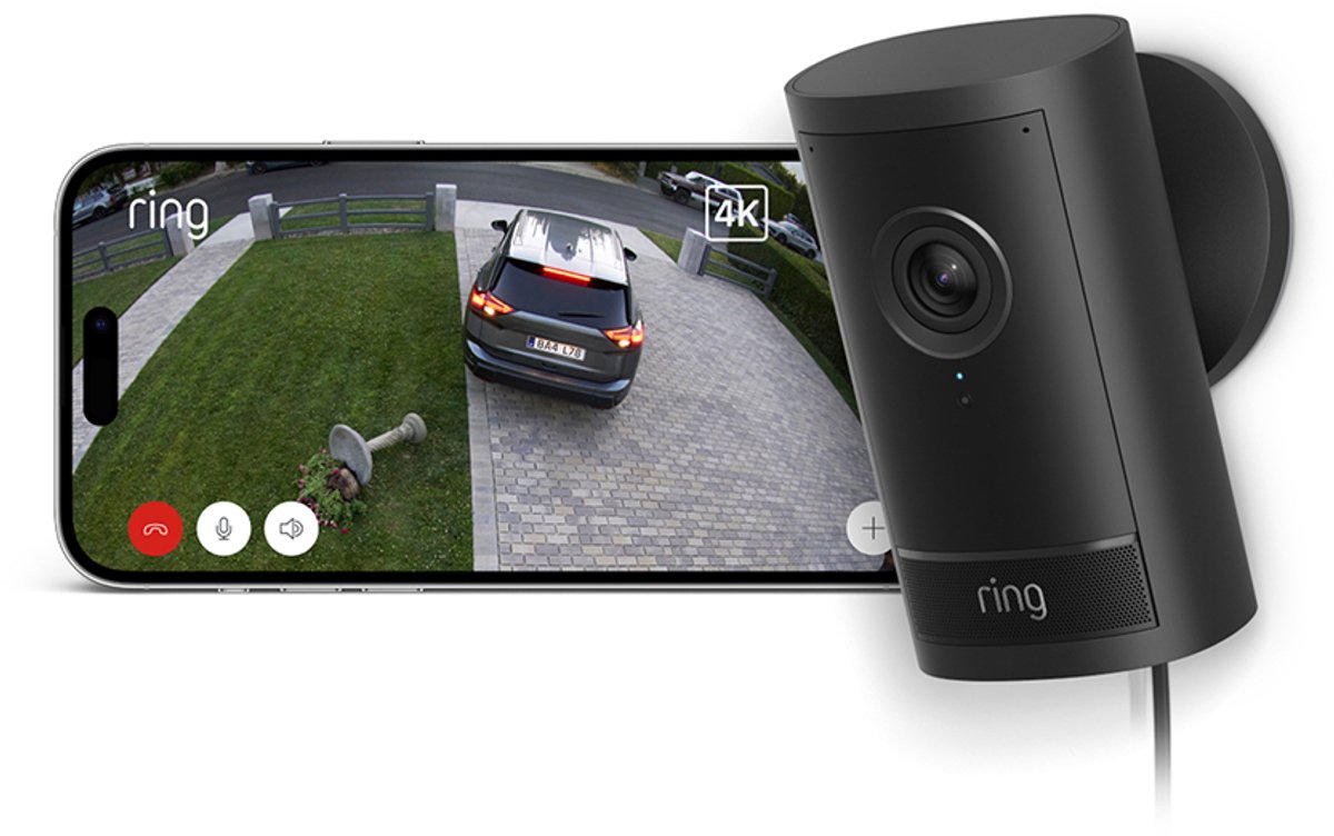 Ring Outdoor Camera Pro Beveiligingscamera 4K Plug-In Zwart - afbeelding 2