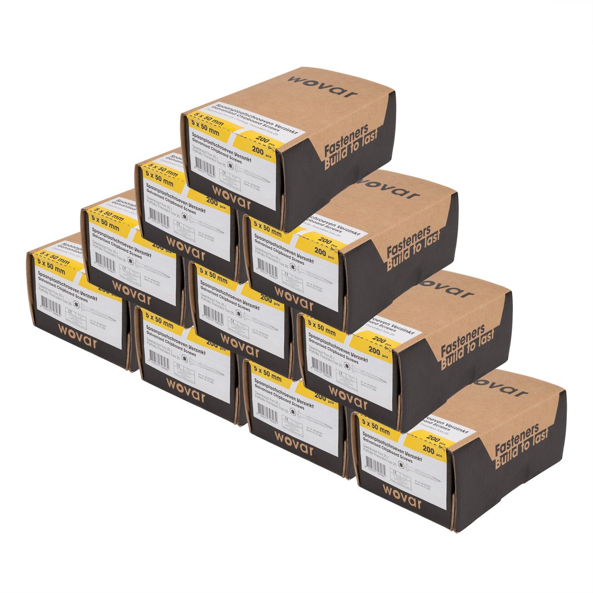 Spaanplaatschroeven Verzinkt 5 x 50 mm Torx 25 Deeldraad | 2000 Stuks