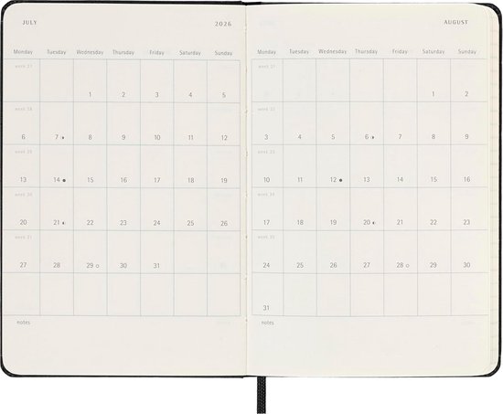 LEUCHTTURM1917 Weekkalender & Notitieboek 2026 – Gestippeld, Wallet-formaat (B6), 12 Maanden, Zwart, Duitse Uitvoering