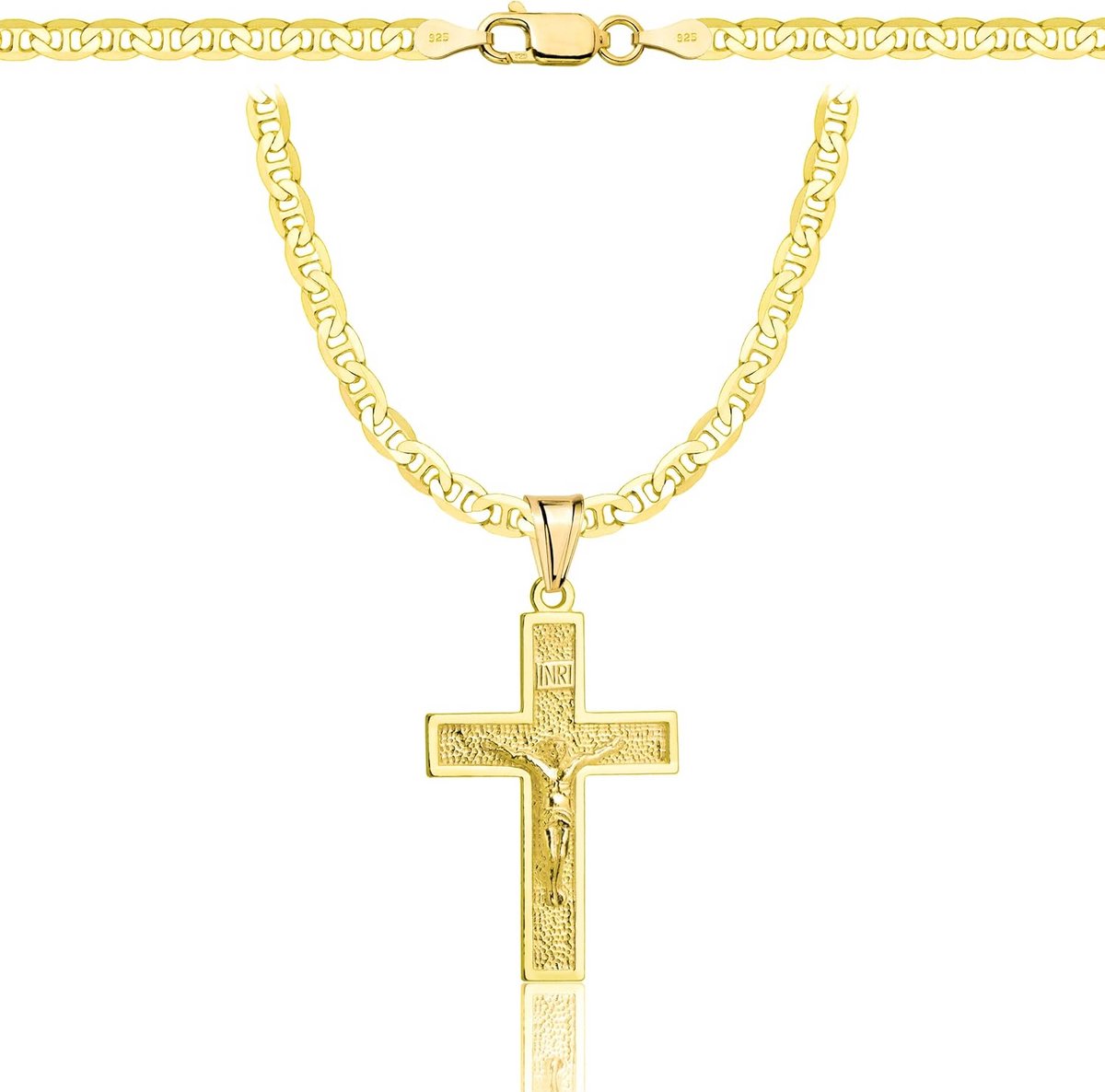 Gouden Kruisketting voor Dames en Heren - 585 Goud en 925 Zilver, Origineel Gevlochten