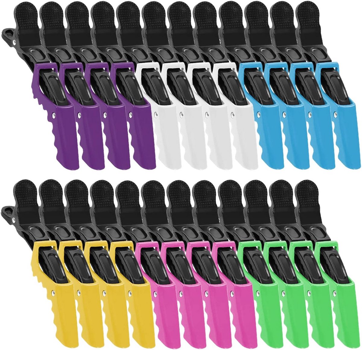 24 Stuks Verdeelklemmen Krokodillenhaarclips voor Professioneel Knippen en Stylen