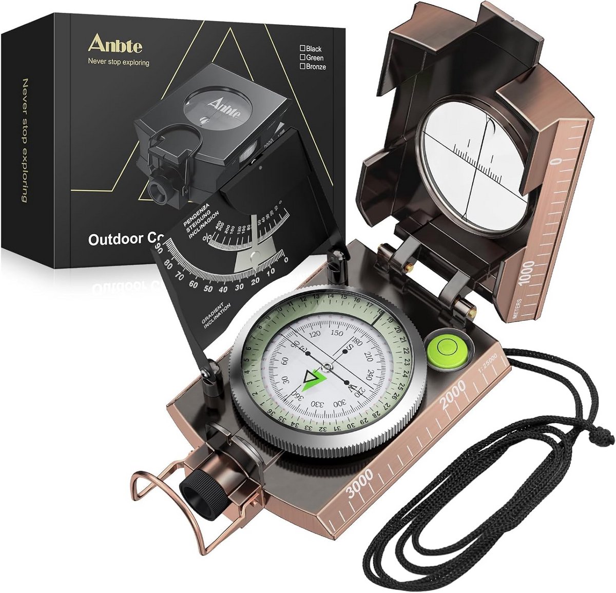 Militaire Kompas met Clinometer en Waterpas - Professionele Navigatie voor Buitenactiviteiten
