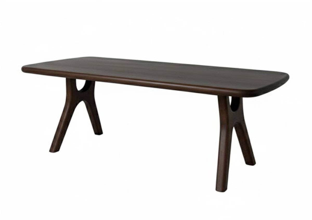 Eettafel Addo rechthoekig met ronde hoeken Mangohout 200x105x76 cm - Japandi - Espresso Brown