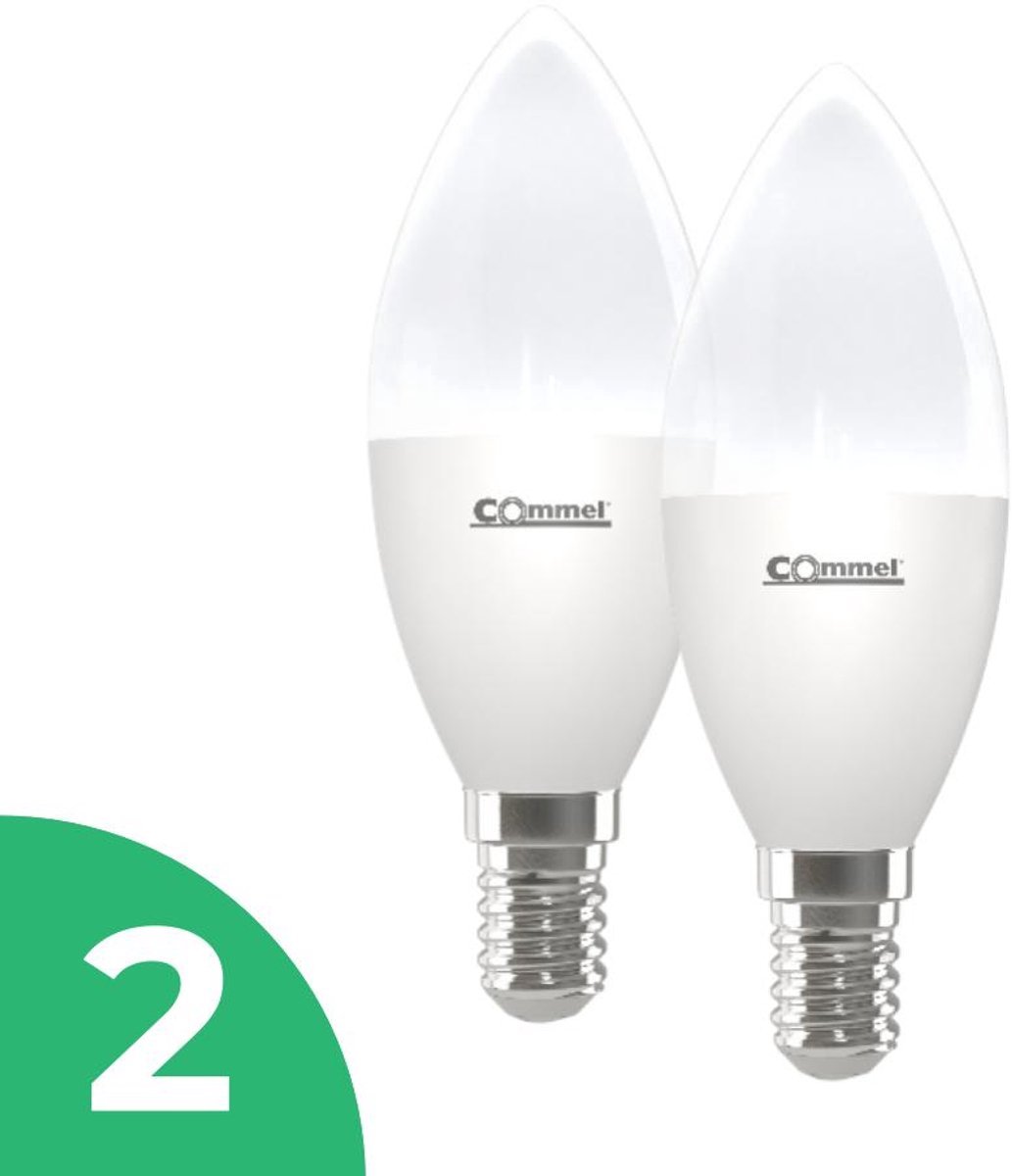 Commel Kaarslamp Led-lamp E14 - 5W - Warm Wit Licht (2700K) - 475 lm - 10 jaar - Niet Dimbaar - 2 stuks - Bespaar op energiekosten