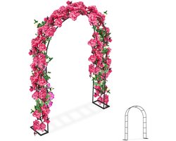 Froadp Metalen rozenboog stabiele tuinboog 192 x 38 x 240 cm Rozenbogen Rozenrek Plantenrek voor rozen en klimplanten Klimhulp voor tuin Decoratie Bruiloftdecoratie Zwart