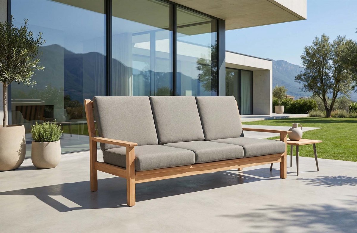 Lesli Living Loungebank Teak 180 cm incl. Kussen