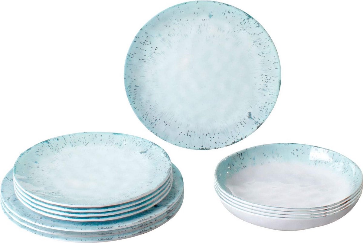 Camping Servies Set voor 4 Personen - Stevig Melamine Servies met Antislip Basis