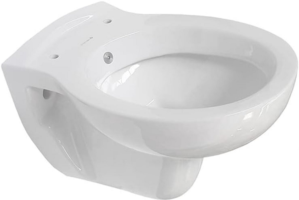 Wandhangtoilet Wit met Geïntegreerd Taharet Bidet en Horizontale Afvoer