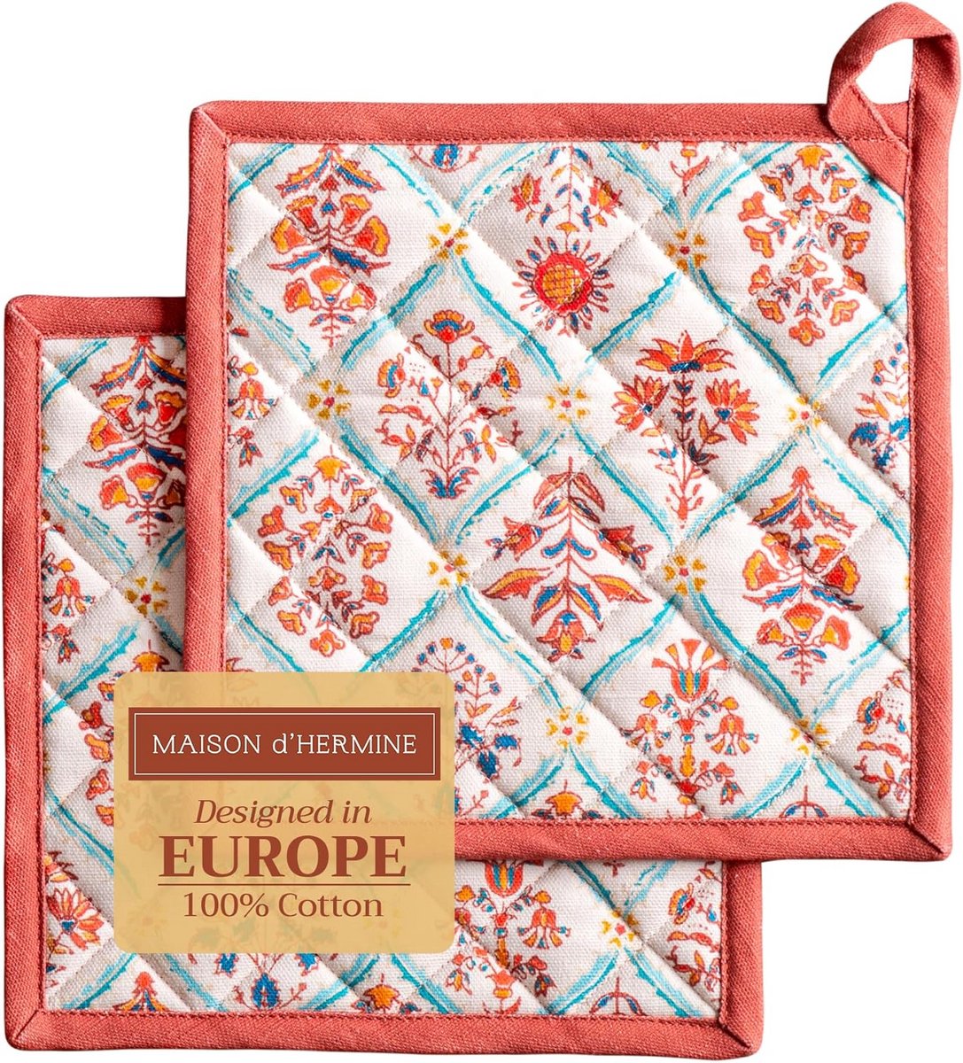 Set van 2 Pothouders Katoen 20x20 cm voor Koken en BBQ