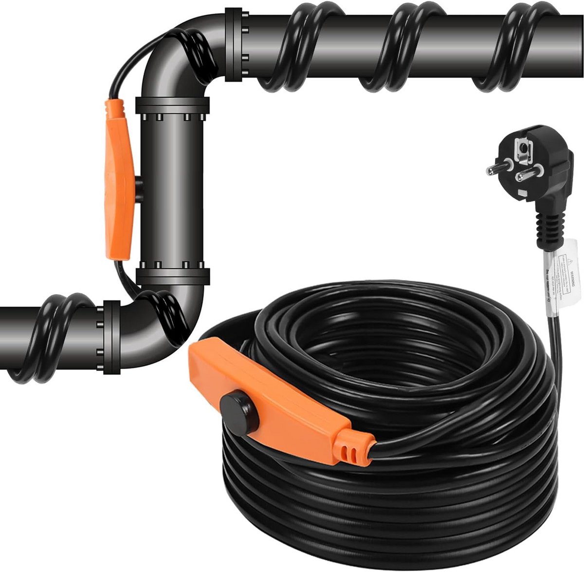 2 meter vorstbescherming verwarmingskabel met ingebouwde thermostaat voor waterleidingen
