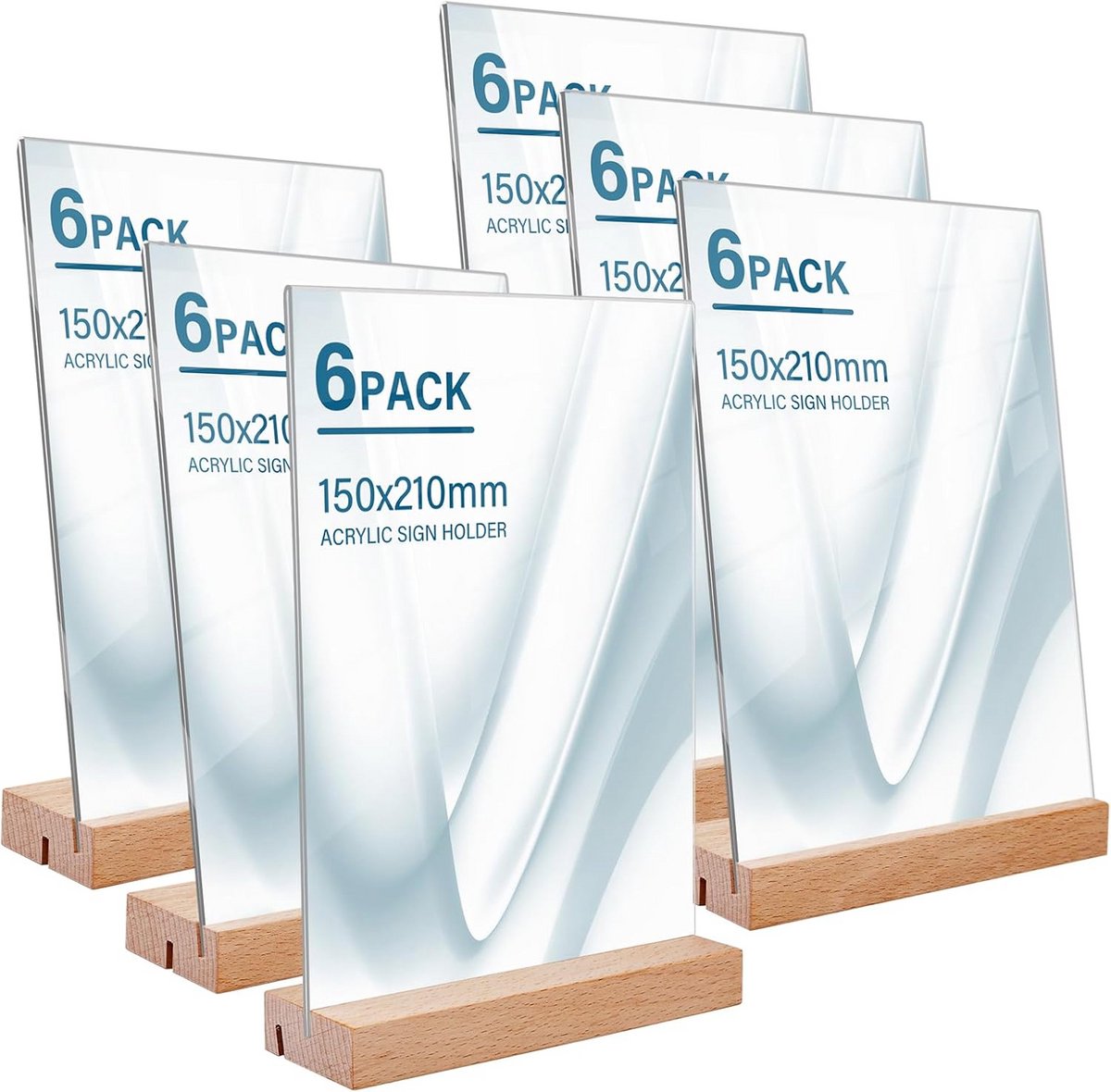 Set van 6 Verticale A5 Acryl Standaards voor Menukaarten en Displays