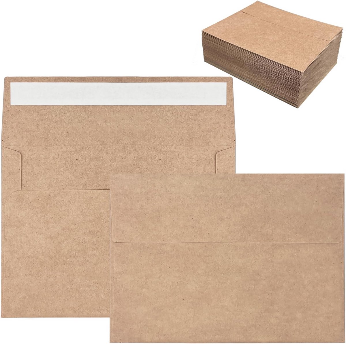 100 stuks Bruine Kraft Enveloppen 12,7 x 17,8 cm (5x7 inch) Zelfsluitend