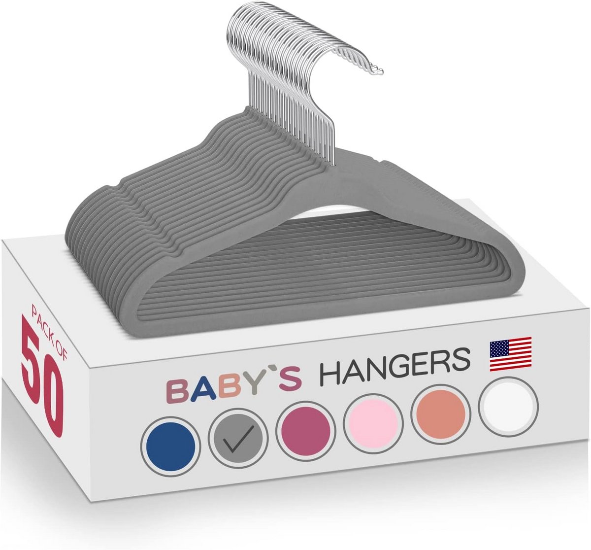 50x Antislip Babyhangers Kledinghangers Fluweel - Ultr dun en Ruimtebesparend