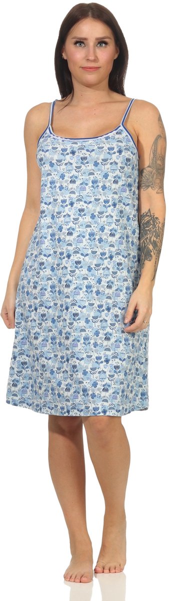 Normann Dames Spaghetti Nachthemd - ook verkrijgbaar in overmaten tot 60/62 (4XL) hellblau