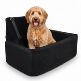 Goldcave Hondenmand Auto - Gordel & Dubbele Riem - Luxe Velvet Zwart - Autostoel voor Hond - Automand - Hondenstoel