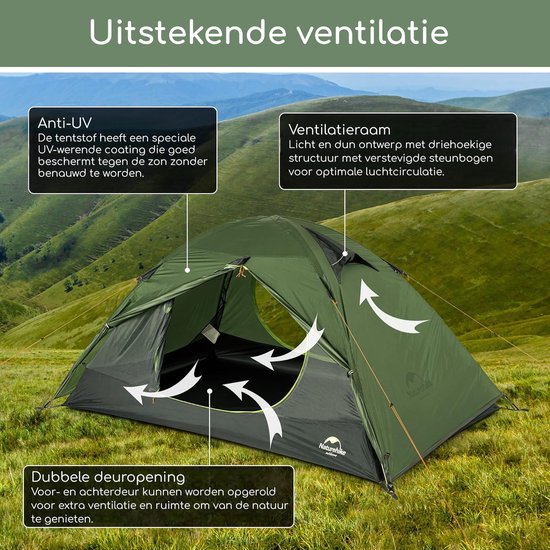 Naturehike Summer 2 - 2 persoons tent - Lichtgewicht tent - Incl. grondzeil Festival tent - 20D 4000MM - Waterdicht - Kampeertent - koepeltent - Trekkerstent van Merkloos — afbeelding 5