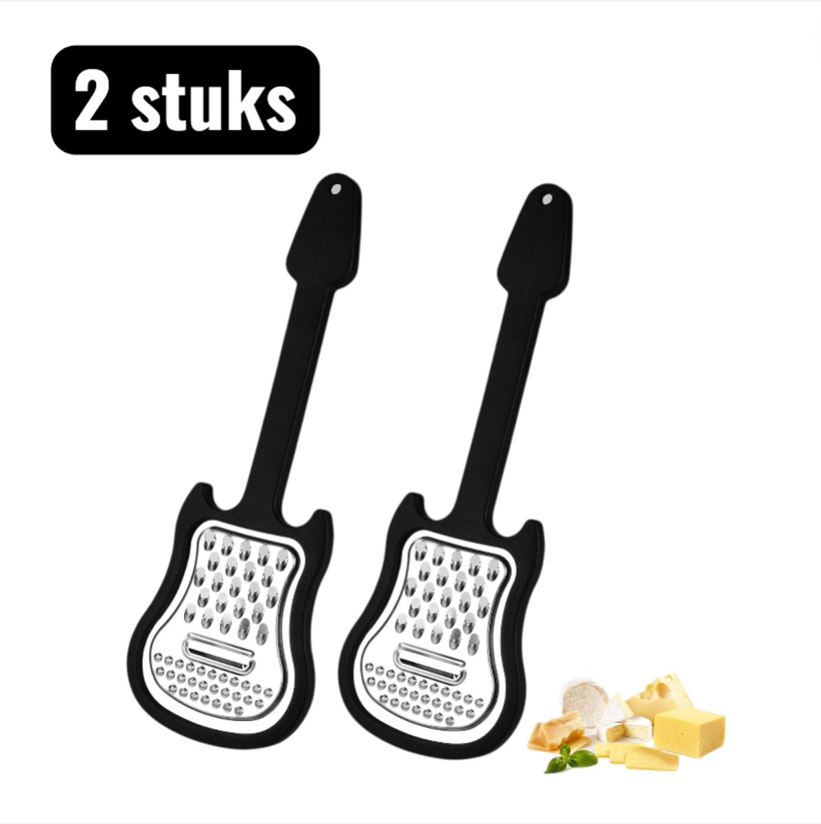 2 stuks - Dunschillers - Gardes - Gitaar Vormige Dunschiller - RVS Aardappel Groente Schilmesje - Creatief Keukengereedschap met Ergonomisch Handvat - Zwart