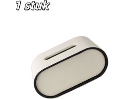 1 stuk - Tissuebox - Tissue houders - Ovaal - Leerachtig materiaal - Krasbestendige tissueboxhoes - Geschikt voor auto's, woonkamers, slaapkamers, badkamers en kantoren - 22*13*9.5 cm - Wit