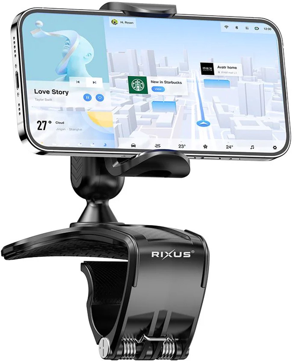 Rixus RXHW62 Dashboard Navigation Phone Bracket For Auto Vehicles Black