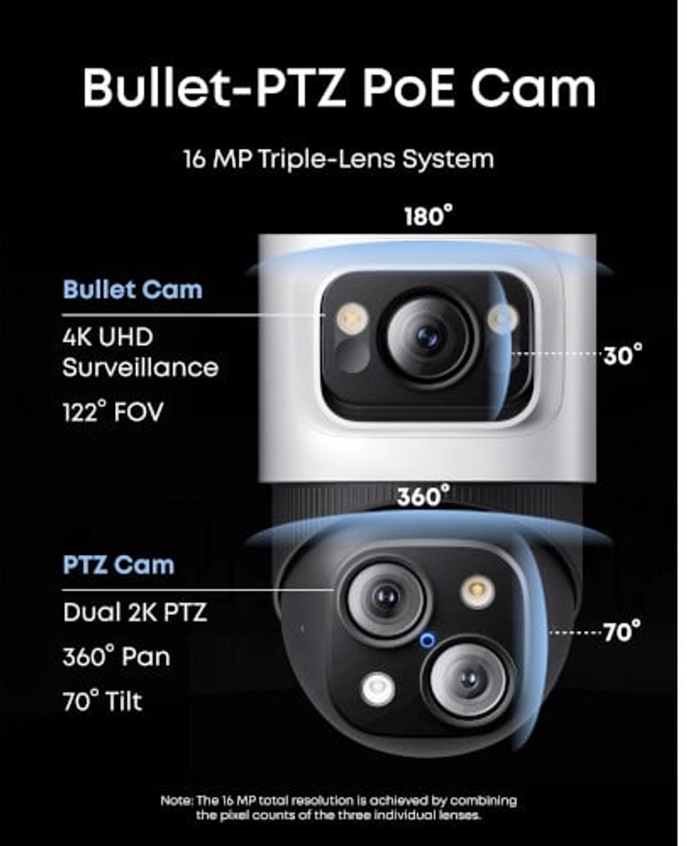 Eufy PoE Bullet-PTZ Cam S4 Kogel (vorm) IP-beveiligingscamera Binnen & buiten 3840 x 2160 Pixels Plafond – foto 5