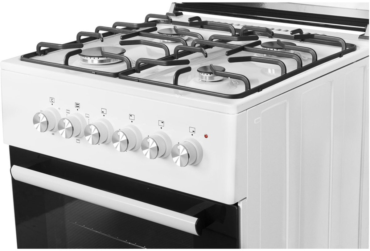 Wiggo WO-E606A(WW) – Vrijstaand Gasfornuis met Elektrische Oven (60 cm) – Wit