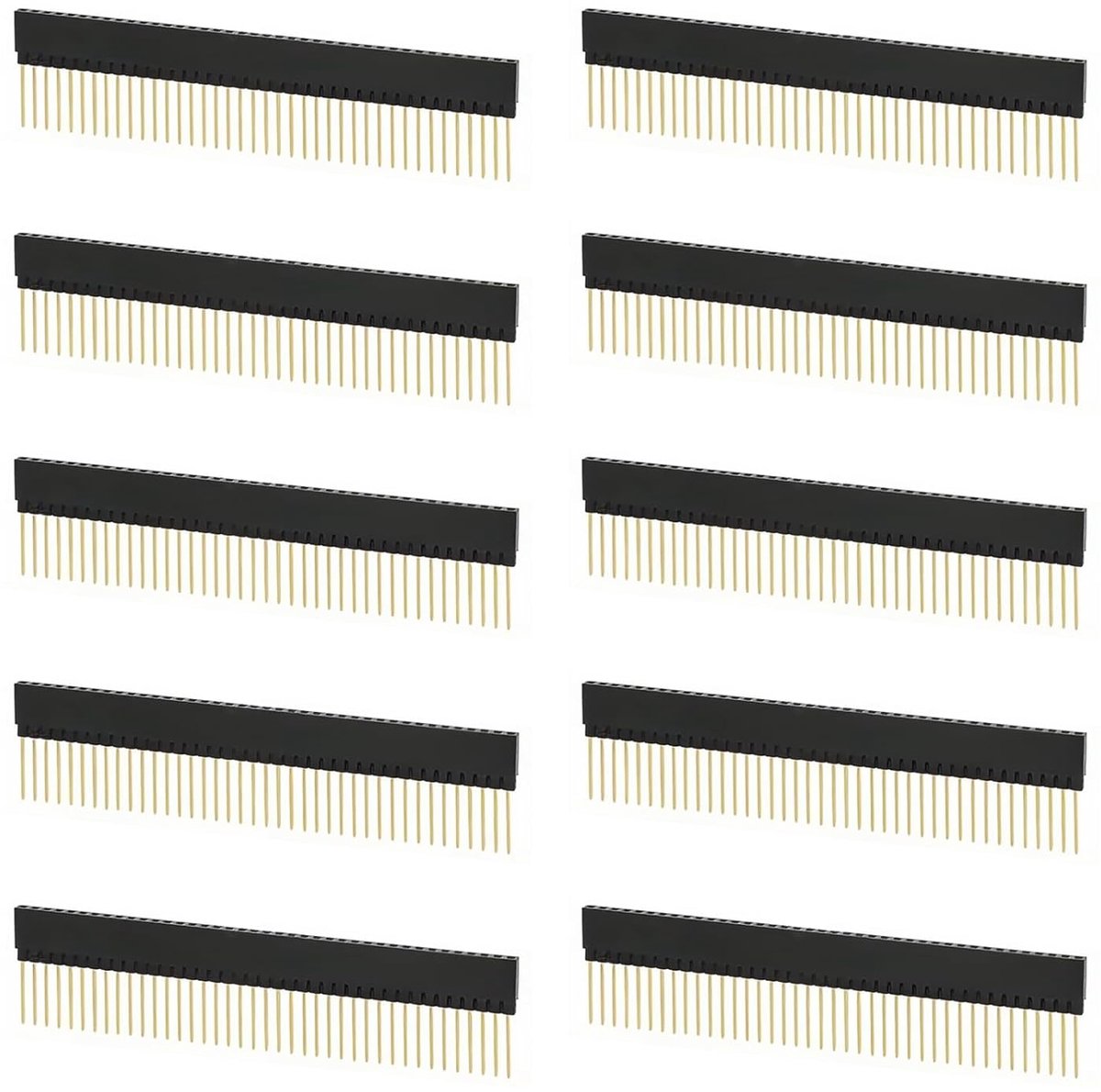 10x 40-pins Enkele Rij Vrouwelijke Stekkerblok, 2.54mm Pitch PCB Connector