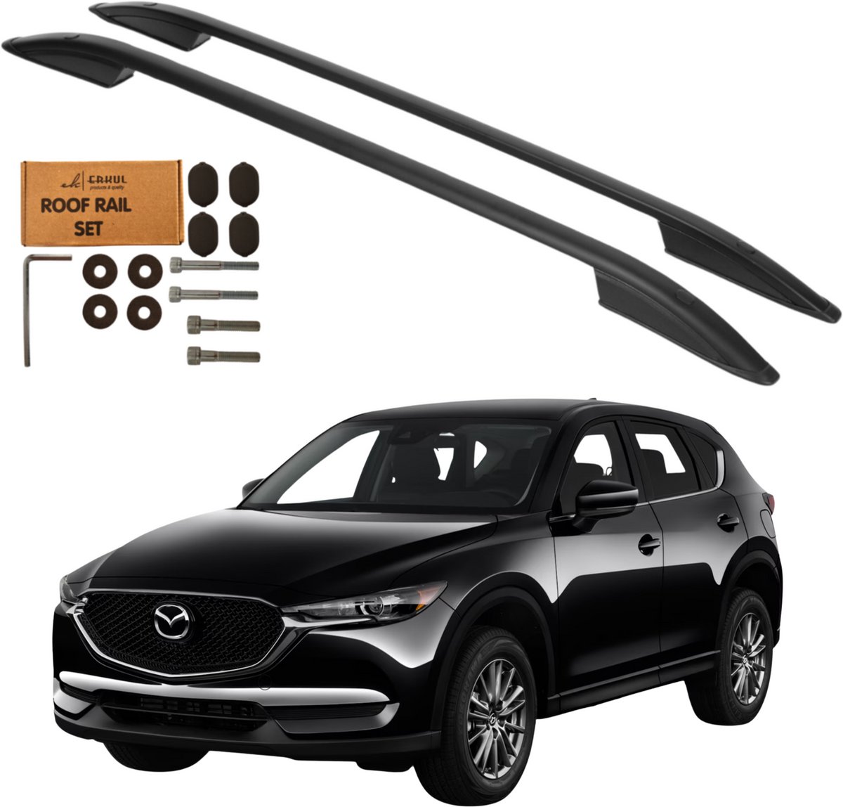 Dakrails voor Mazda CX-5 SUV vanaf 2017 - Zwart aluminium, sterk en duurzaam.