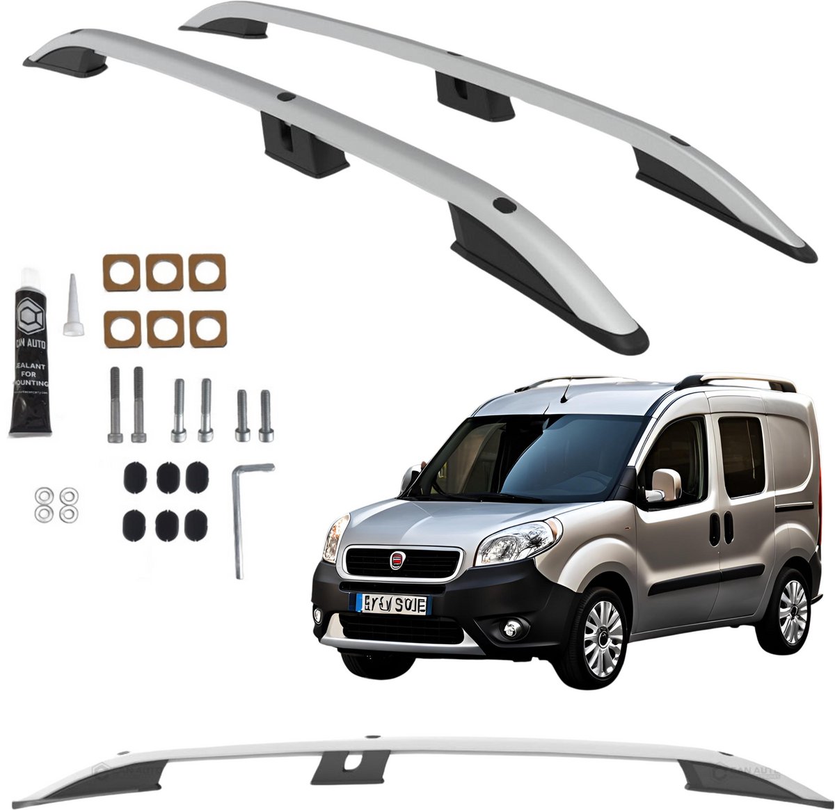 FIAT DOBLO DAKRAILS VANAF 2010 L2 MAXI LONG ZILVER