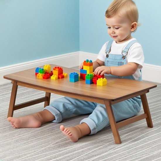 Opklapbare Bamboe Tafel - Lage Camping Bijzettafel 57 x 34,3 x 22,3 cm - Bodemtafel voor Binnen & Buiten - Lichtgewicht 2,8 kg - Multifunctionele Outdoor Tafel — afbeelding 2