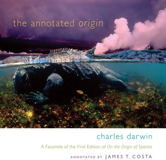 De omslag van 'The Annotated Origin' met een marineleguaan onder water en rookpluimen op de achtergrond.