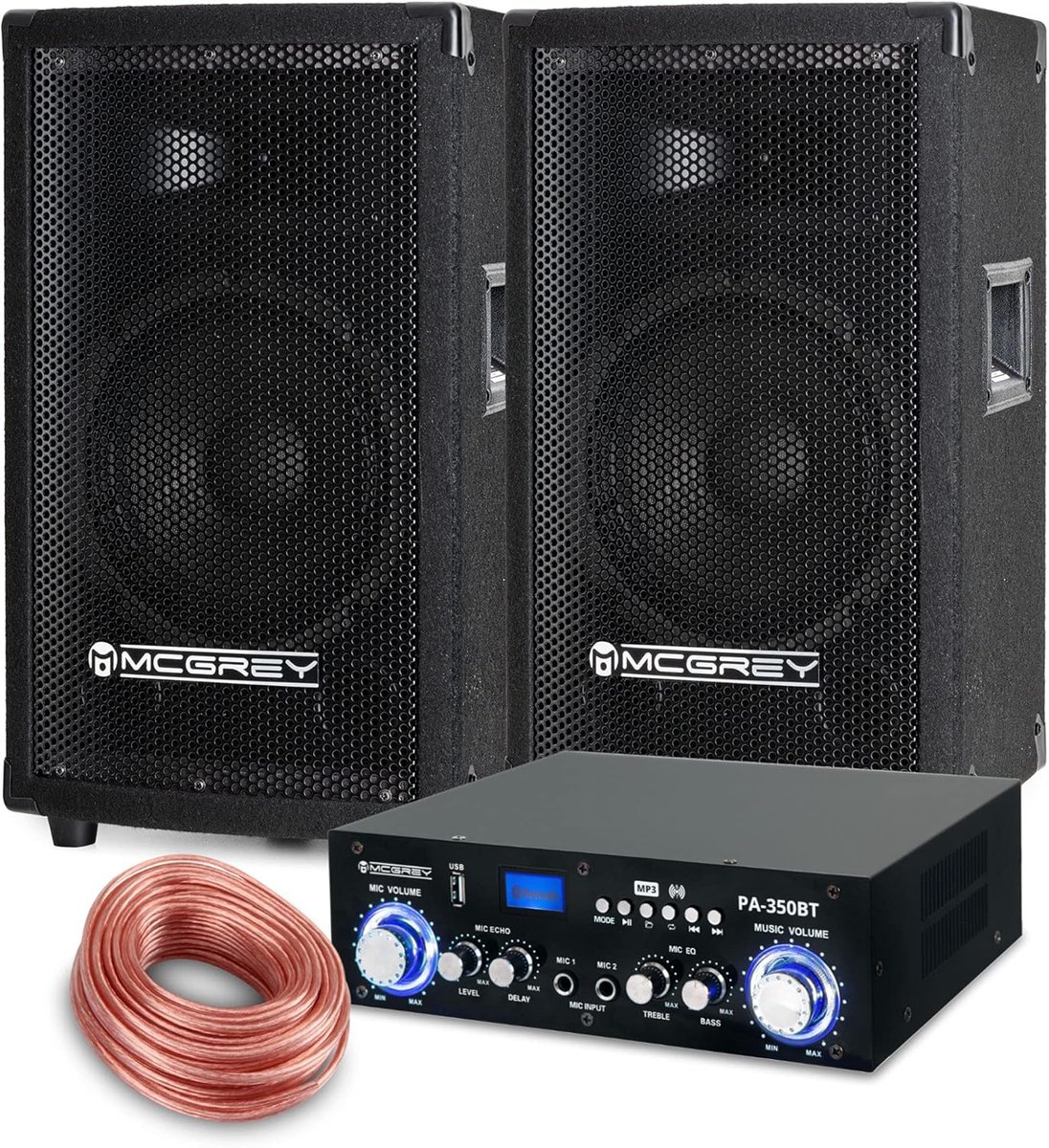 Complete PA Geluidsset met 2 Partyboxen en Bluetooth Versterker (600 Watt)