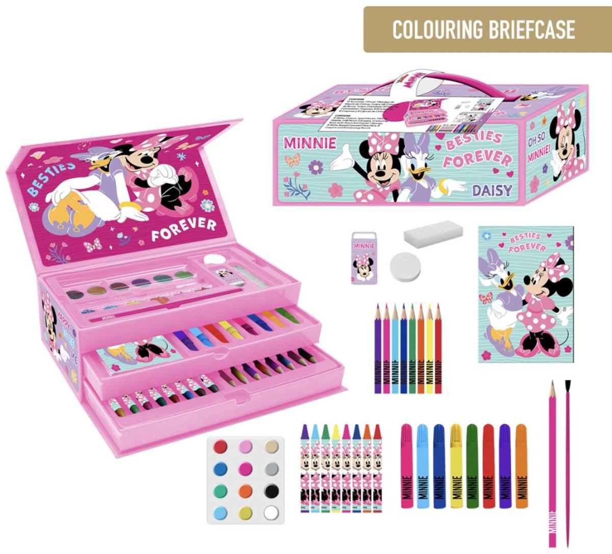 Minnie Mouse Knutseldoos Meisjes – 44-delig Tekenpakket – Kleuren & Verven met Besties Forever — afbeelding 4
