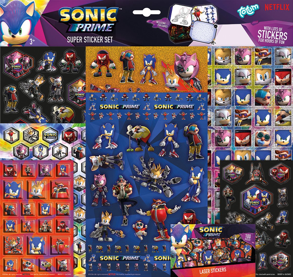 Sonic Prime stickers Totum XL super sticker set 7 vellen incl. luxe metallic en laser stickers 38 x 36 cm - cadeau jongens vanaf 4 jaar — afbeelding 15