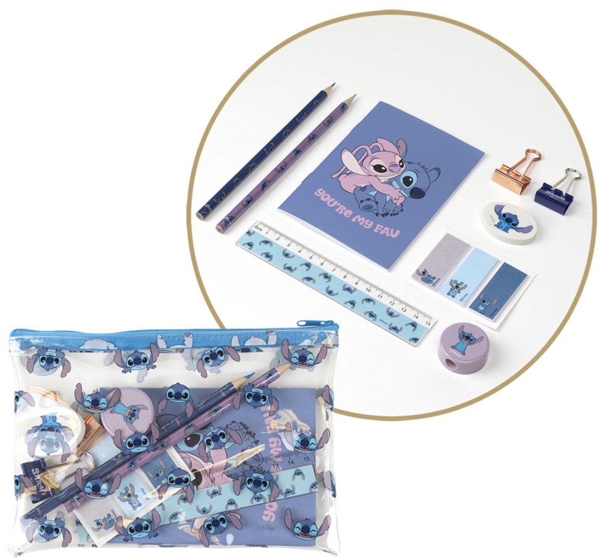 Disney Stitch Etui met Inhoud 11-delige Set - Tekenen - Schrijven - Kleuren