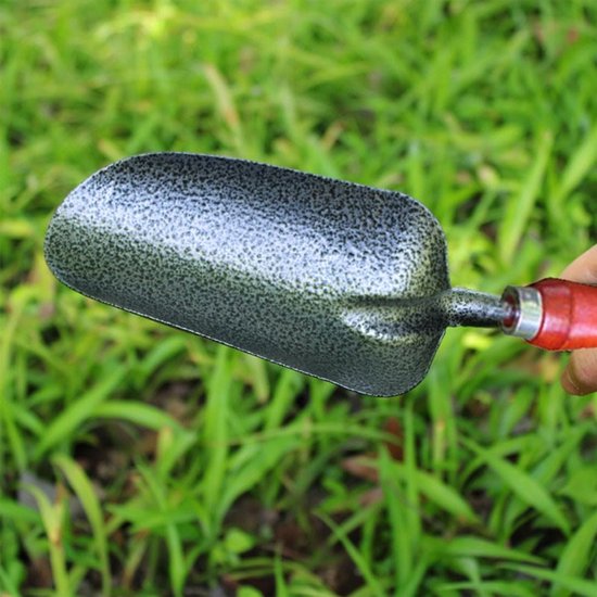 Roestbestendige tuinbouw potschep - premium roestvrijstalen kom + massief ashouten handvat voor efficiënte planten, verpotten en compostoverdracht van Merkloos	 — afbeelding 4