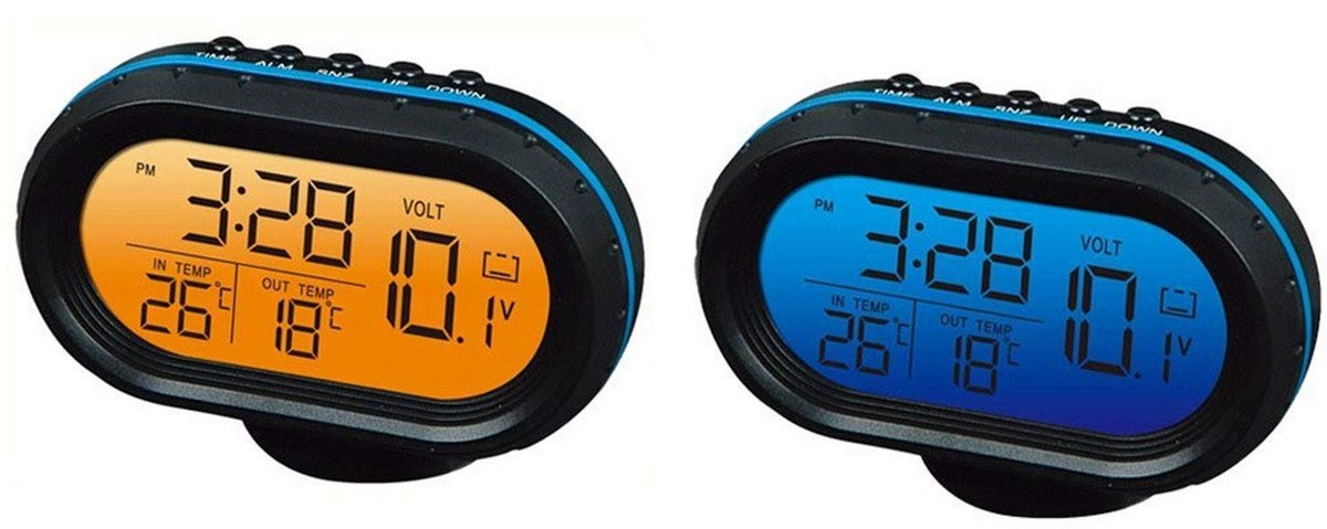 Digitale 12V Voltmeter, Thermometer en Klok met Buitensensor voor Auto