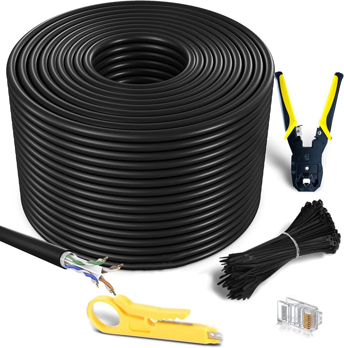 300m CAT6 UTP Netwerkkabel Buiten Waterdicht Direct Begraven met Crimping Tool en Connectoren